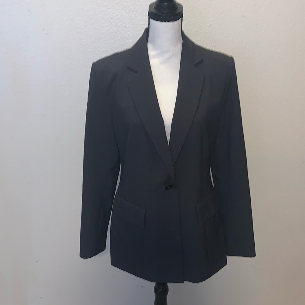 Ellen Tracy gray single button formal office blazer